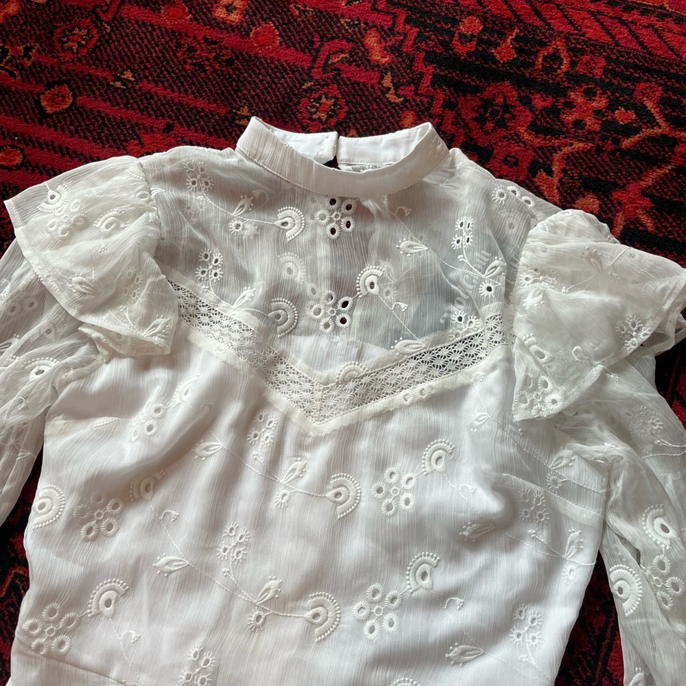 White eyelet lace Victorian/Edwardian style dress size 4 Modcloth - Picture 2 of 10
